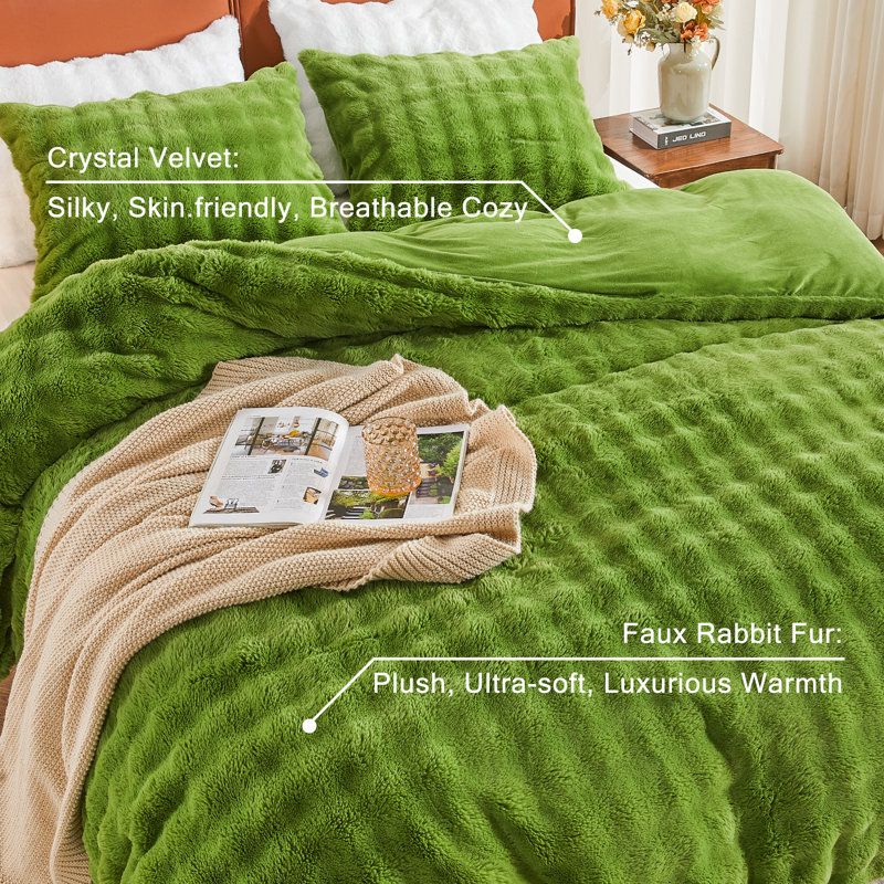 EMME Luxury Elegant Shaggy Bubble Bedding Sets，Faux Fur Duvet Cover  , 2/3 Pieces Soft Fluffy Comforter Cover, Cozy Warm for Winter
