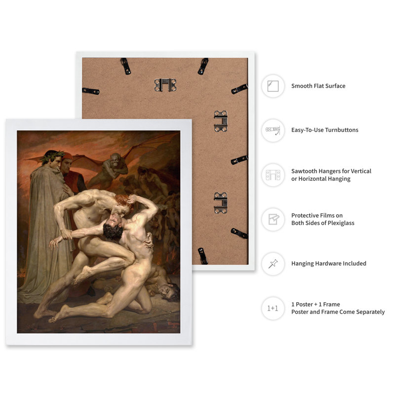 Dante et Virgile en enfer, Poster, White Framed, 08"H x 10"W
