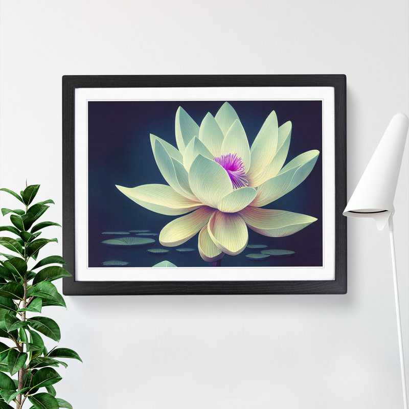 Splendorous Lotus Flower - Framed Print, Black, 46cm H x 64cm W x 2cm D