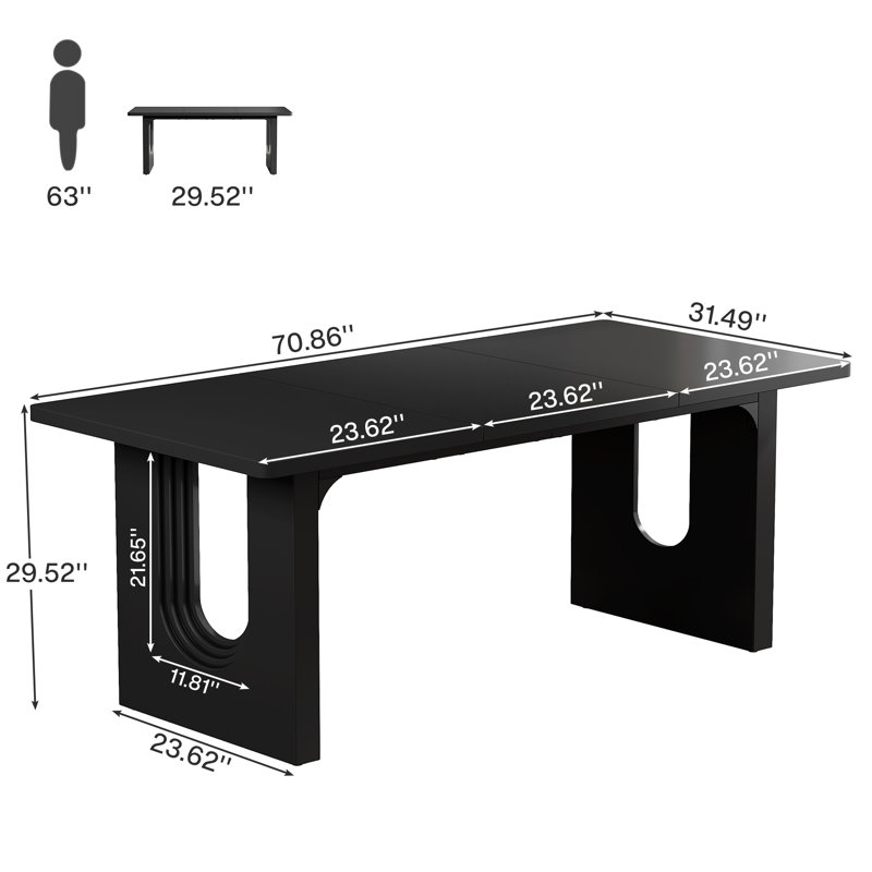 Bureau double caisson en bois manufacturé Joonyoung , Noir