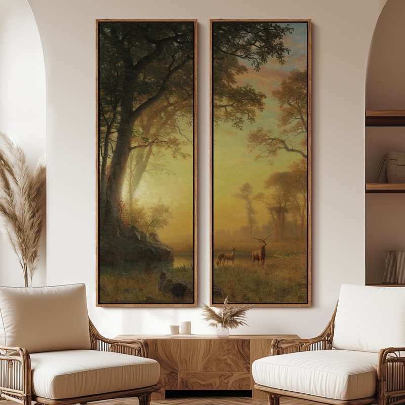 «Vintage Landscape Wall Art», ensemble de 2 toiles encadrées 20 x 60 pouces, Naturel