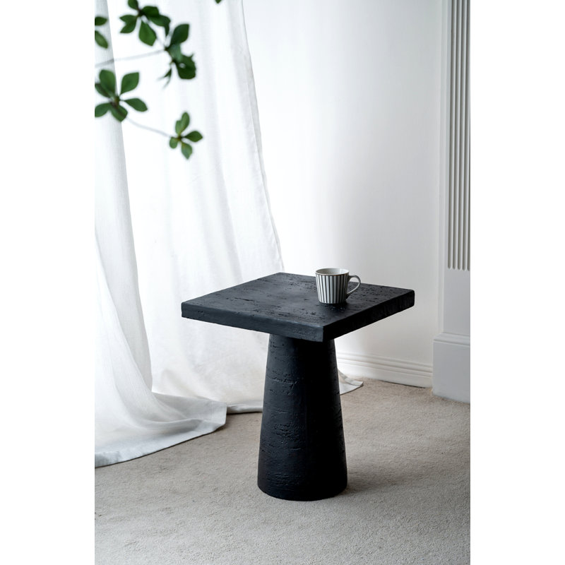 Square Side Table With Pedestal Base