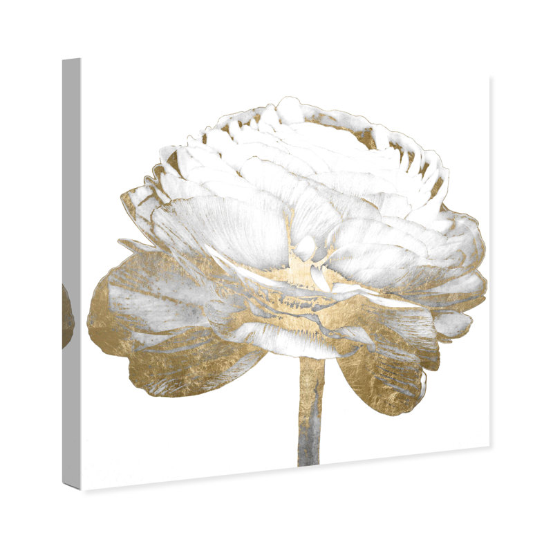 " White Gold Luxe Flower Diecut " Painting Print, 40" H x 40" W