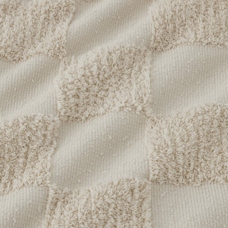 Ensemble d'édredon pleine grandeur Beige, ensemble de lit capitonné Boho, literie à carreaux de style Shabby Chic, 3 pièces, 1 édredon géométrique à carreaux et 2 taies décoratives
