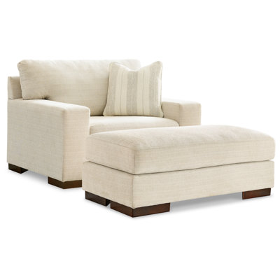 Upholstered Accent Chair with Ottoman