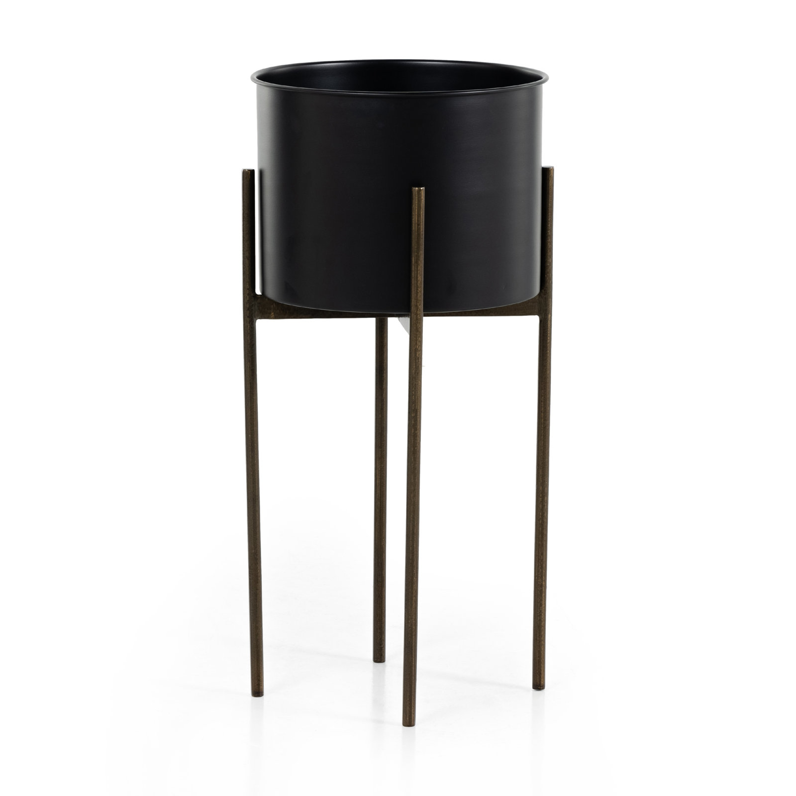 Brinley Metal Planter, 26" H x 15" W x 15" D, Dark Brass-Finished