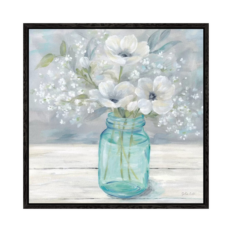 Vintage Jar Bouquet I by Cynthia Coulter - Print on Canvas, Black Framed Canvas, 66.04 cm H x 66.04 cm W