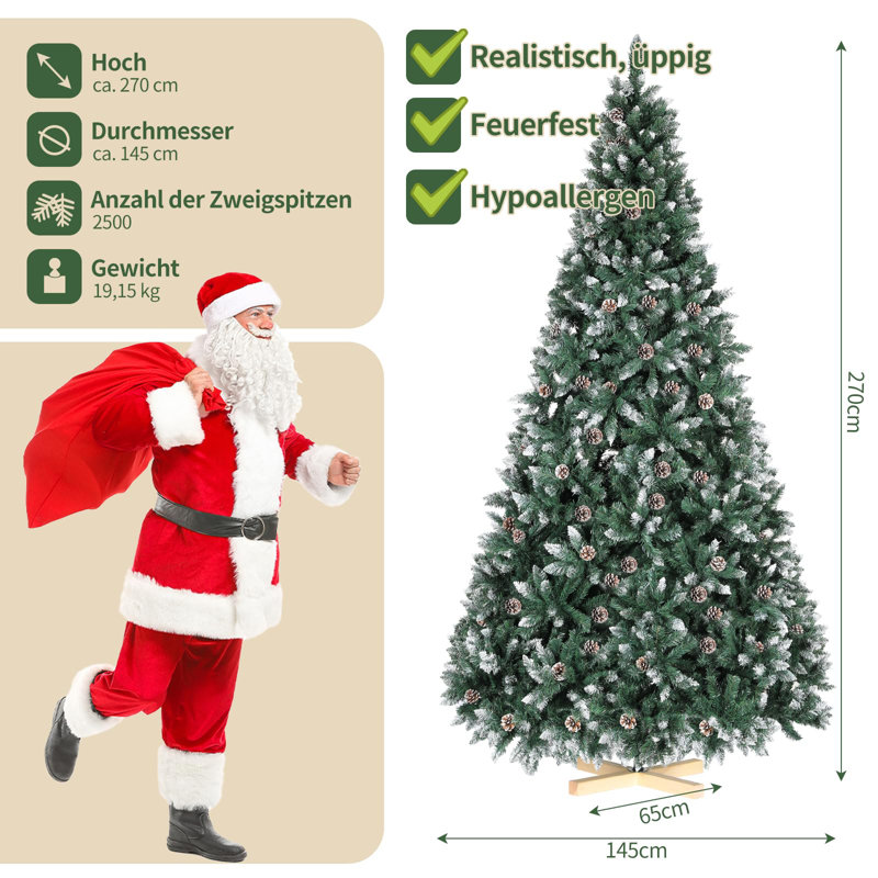 Lighted Artificial Christmas Tree, 8.86' H