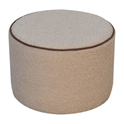 18.11" Wide Genuine Leather Round Footstool Ottoman by Latitude Run
