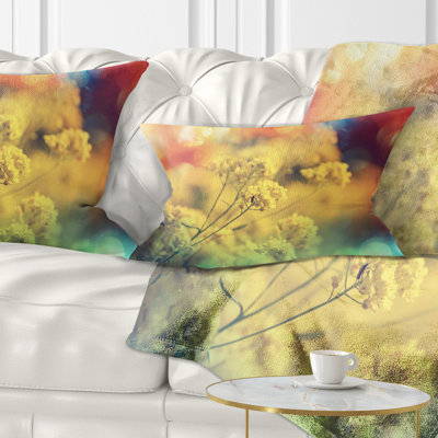 Light Little Yellow Flowers Background - Floral Printed Throw Pillow