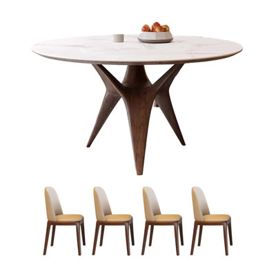 Ash Wood Slate Dining Table