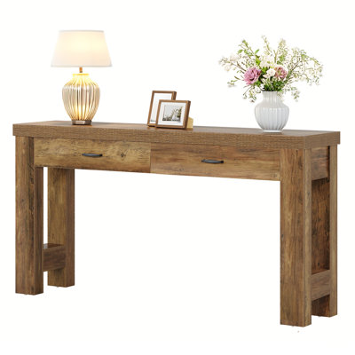 63" Console Table, Farmhouse Entryway Table with 2 Drawers