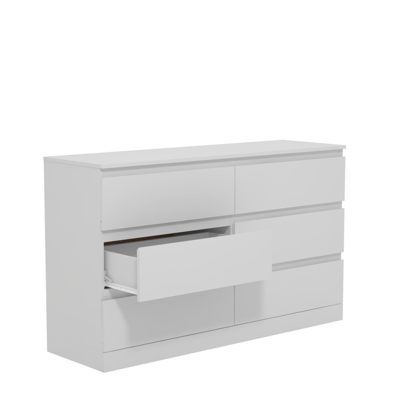 Commode 6 tiroirs Aadaya, Blanc mat