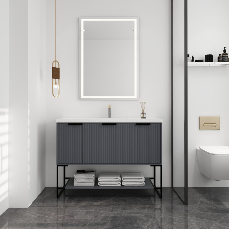 Meuble-lavabo autoportant de 48 po avec lavabo en résine 48 po x 18 po