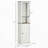 Slim Bathroom Storage Cabinet with Triple Open Shelves, Wooden Freestanding Linen Tower with Door and Shelf