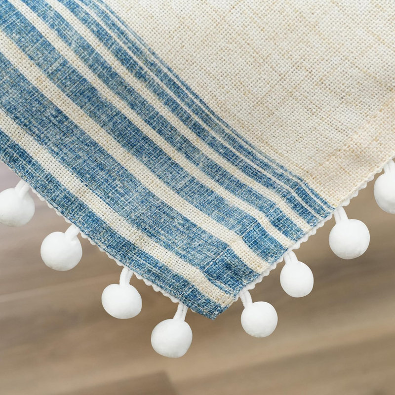 Cimdins Striped Linen Textured Tablecloth, 84" x 54", Jean Navy