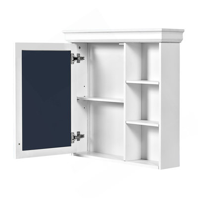 30'' X 28'' Bathroom Medicine Cabinet With Mirror, Wall Mounted Mirror Cabinet With Storage Organizer, Over The Toilet Storage White Storage Cabinet For Bathroom