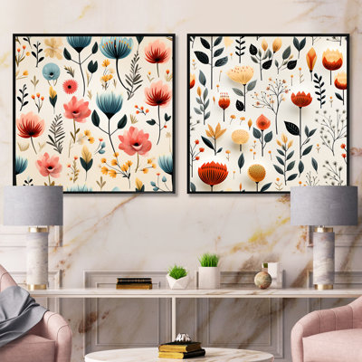 Hales - Ensemble de 2 collages carrés botaniques abstraits