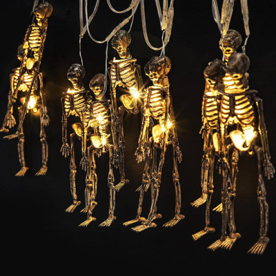 Halloween Decoration Lights, Skeleton Skull Spooky String Lights 20 Leds 8 Modes Waterproof Battery Operated Lights With Remote Control For Halloween Party Porch Fireplace Decor(Purple)