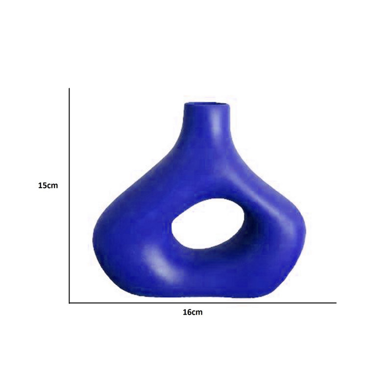 Coye Ceramic Table Vase, 19cm H x 15cm W x 4cm D, Navy Blue