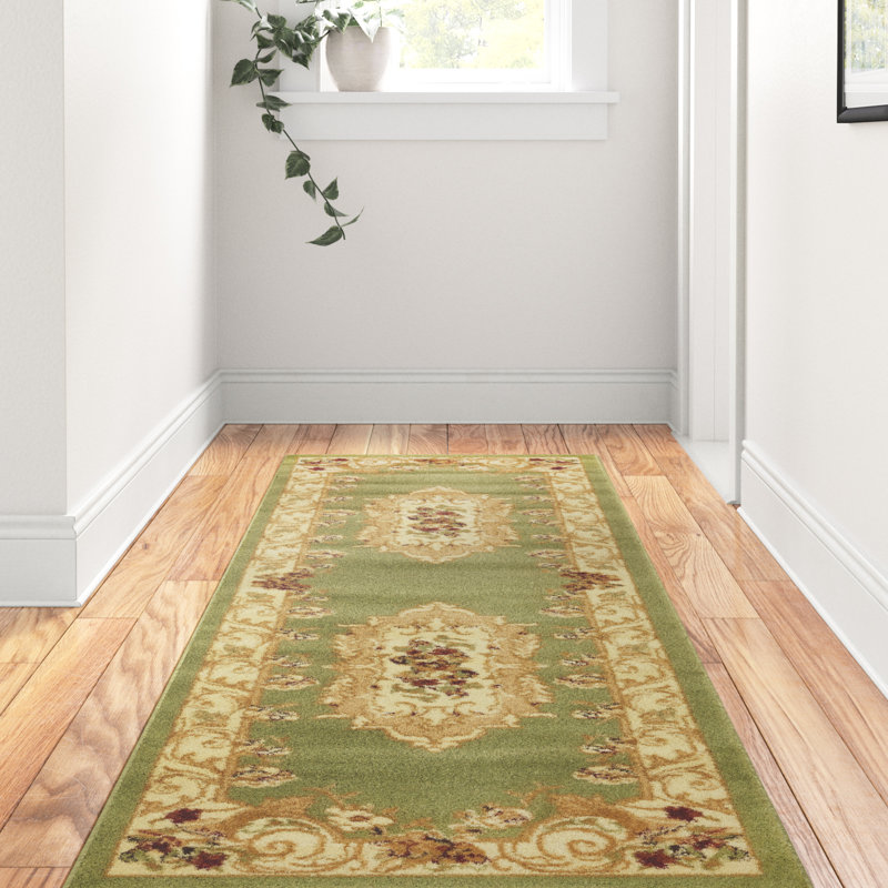 Debora Oriental Area Rug, Runner 2'7" x 10', Green/Beige
