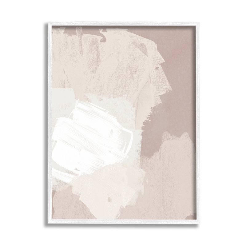 Abstrait abstrait coups de pinceau, collage, tons neutres de beige - peinture à cadre flottant sur toile
