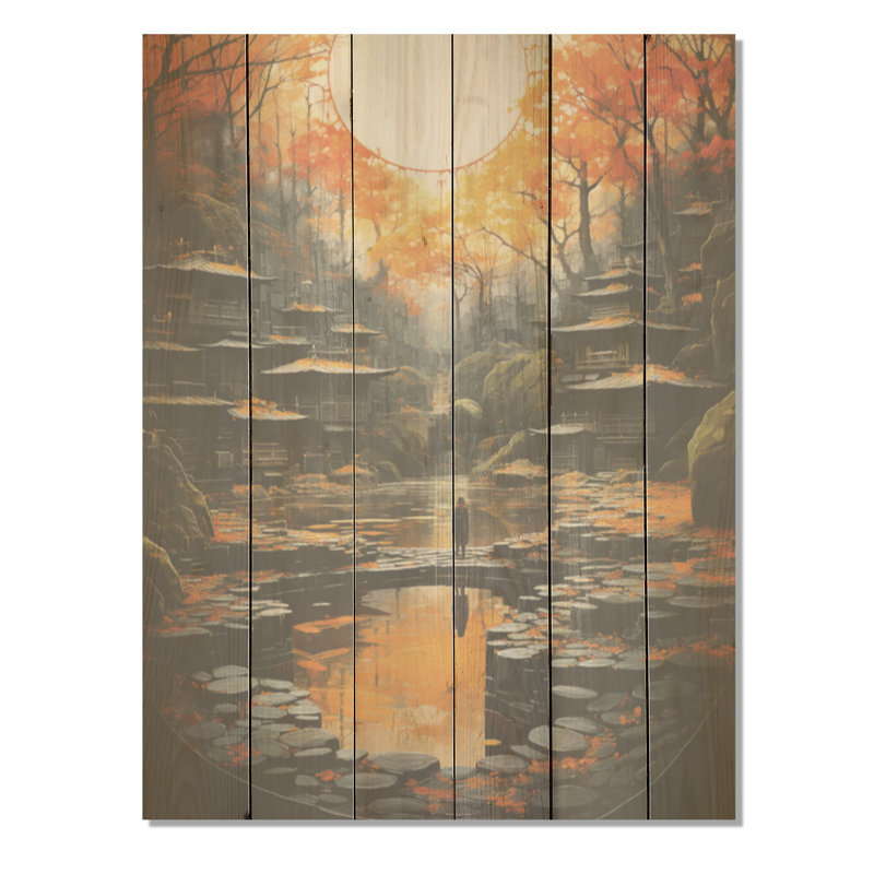 Harmonie zen sur bois de pin naturel, H 32 po x l 24 po