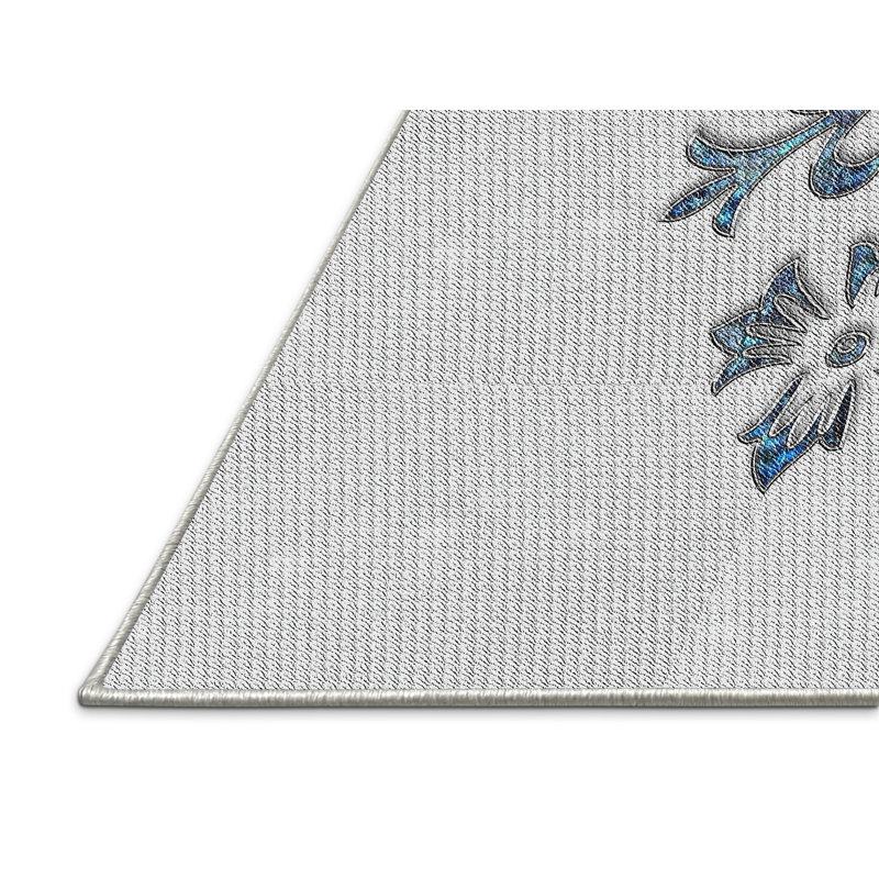 Tapis gris/noir/bleu à motifs, Rectangle 2 pi x 4 pi
