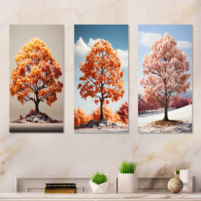 Érable doux aux tons neutres doux - ensemble de 3 décorations murales érable