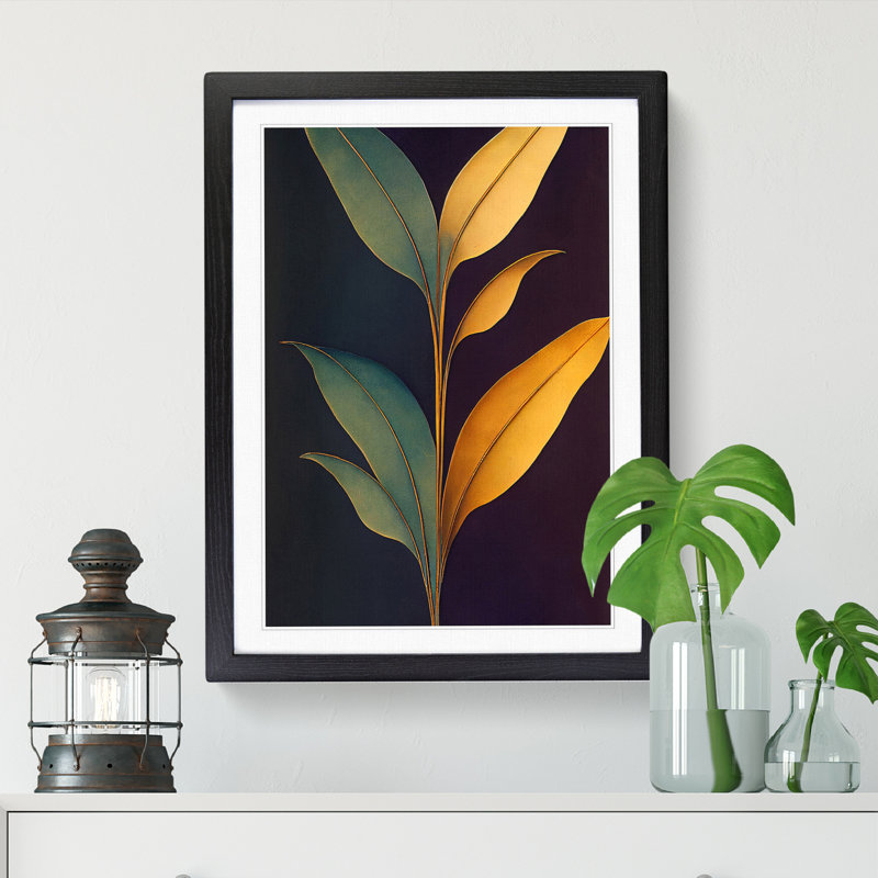Bold Plant Leaves Vol.5 - Framed Print, 46cm H x 34cm W x 2cm D, Walnut Framed