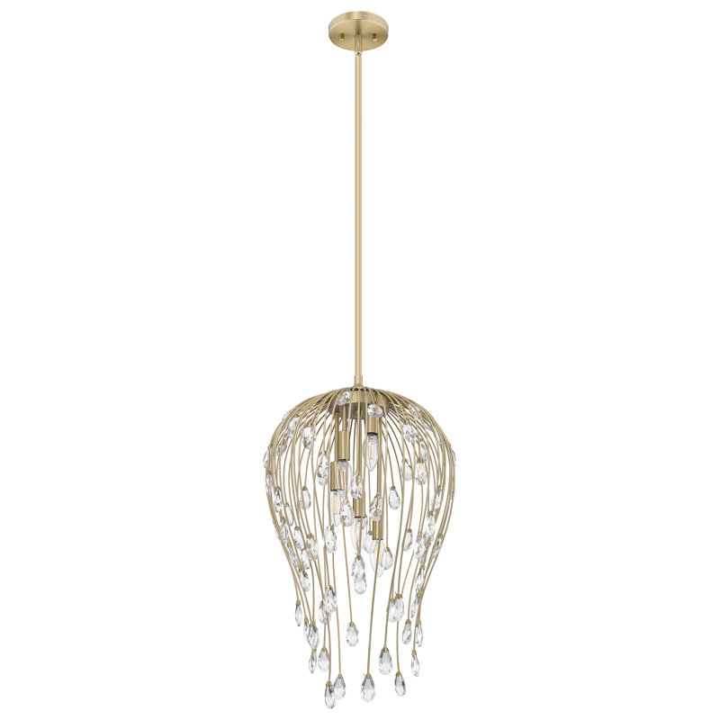Luminaire suspendu moderne 5 lumières Gabriella, Doré