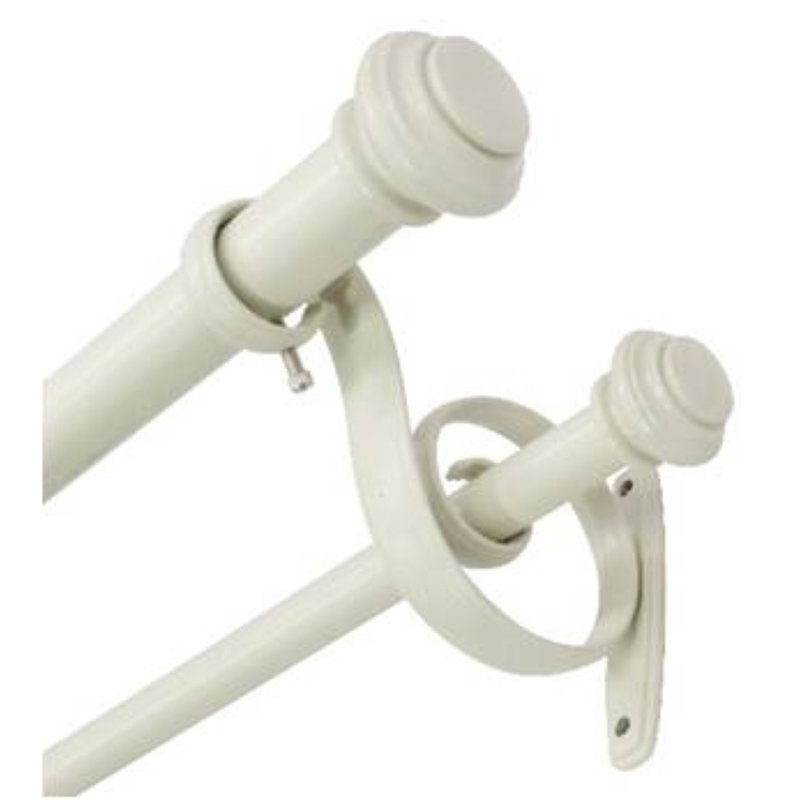 Tringle à rideaux double Knob, 28 po-48 po, Blanc