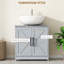 Armoire de rangement à piédestal, lavabo de salle de bain avec 2 portes de grange et tablette réglable, gris foncé (sans lavabo)-1922900555