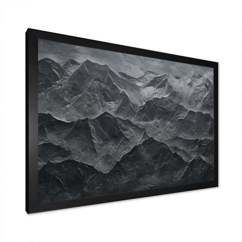 Toile de montagne américaine majestueux gris minimalisme - montagnes, Cadre simple noir, H 12 po x l 20 po x P 1 po