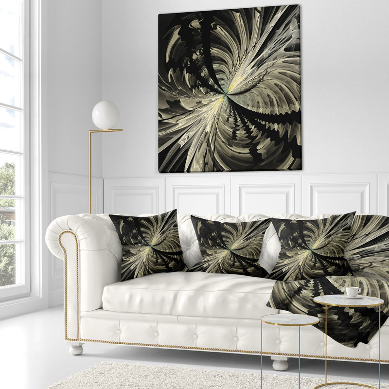 Coussin de conception floral fractal, 16 po x 1 po, Coussin décoratif