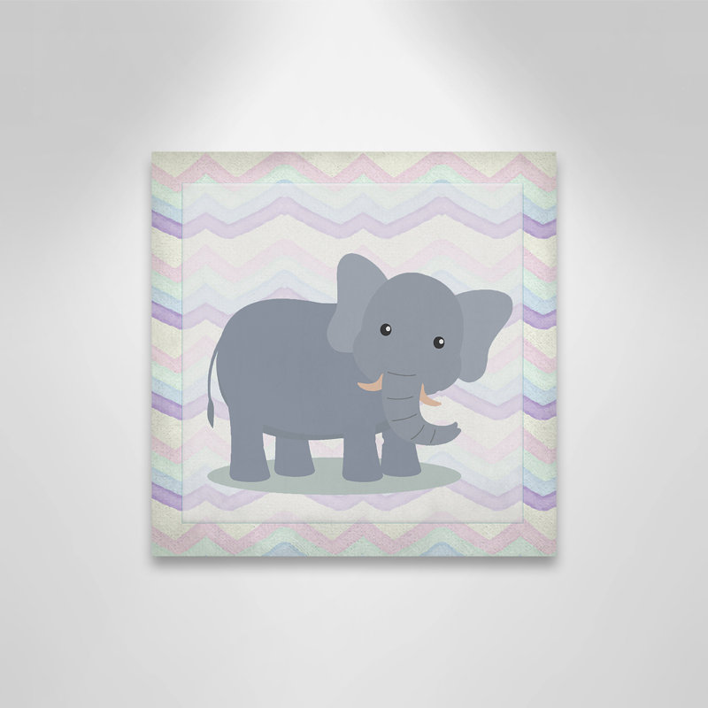 Art de l'éléphant rose, Canevas, H 12 po x l 12 po x P 1,5 po