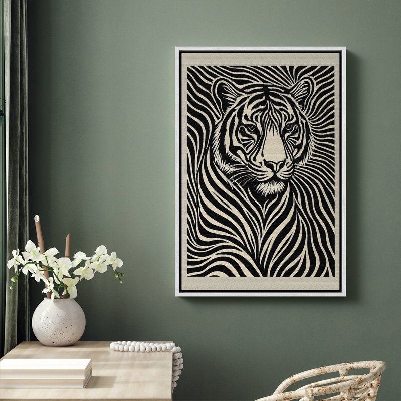 Art mural encadré abstrait rétro antique classique pour chambre à coucher, H 36 po x l 24 po, Blanc