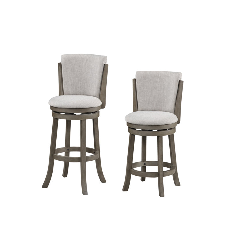 Upholstered Counter Stool with Solid Wood Frame, Counter Stool (29" Seat Height) , Gray Fabric/Antique Gray Frame
