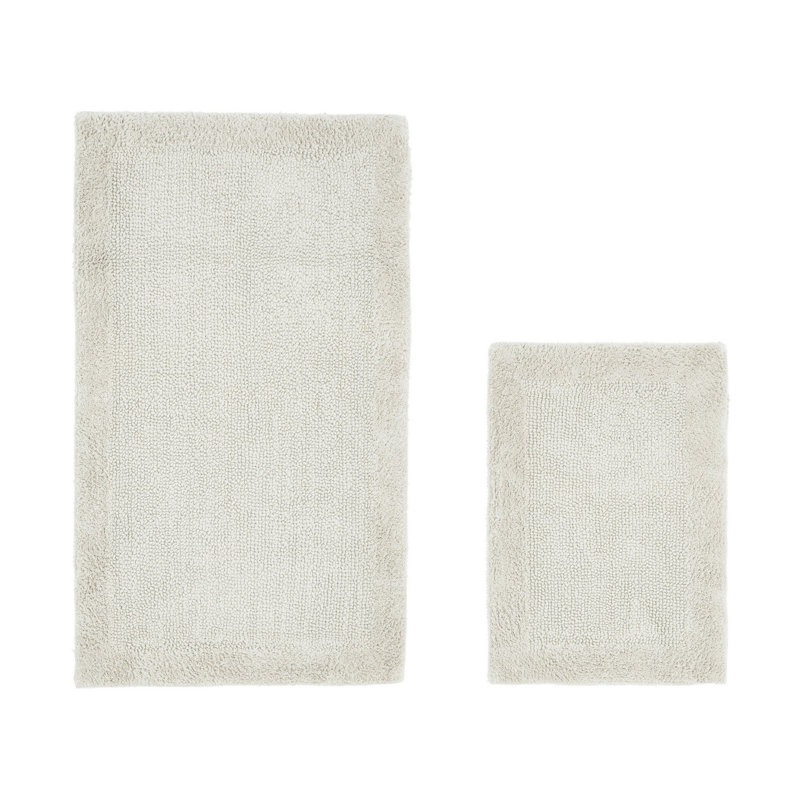 Moriceau 100% Cotton 2370 GSM Tufted Reversible 2-Piece Bath Rug Set – Ultra Soft, Highly Absorbent, Machine Washable, OEKO-TEX Certified, Ideal for Bathtub, Vanity & Sink Areas, Ivory