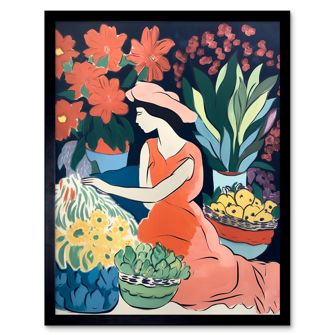 Abisola Danish Pastel Aesthetic Matisse Flower Market - Single Picture Frame Art Prints
