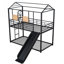 Lit superposé simple au-dessus d'un lit simple en métal robuste avec une maisonnette et une glissoire pour enfants-1814140203