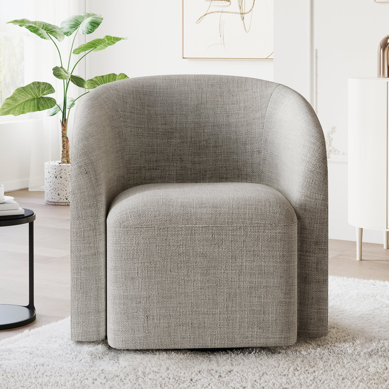 Fauteuil demi-tonneau pivotant l 29 po, Tissu gris