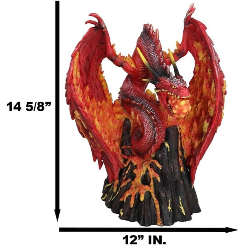 Figurine de dragon féroce sur un volcan Eava