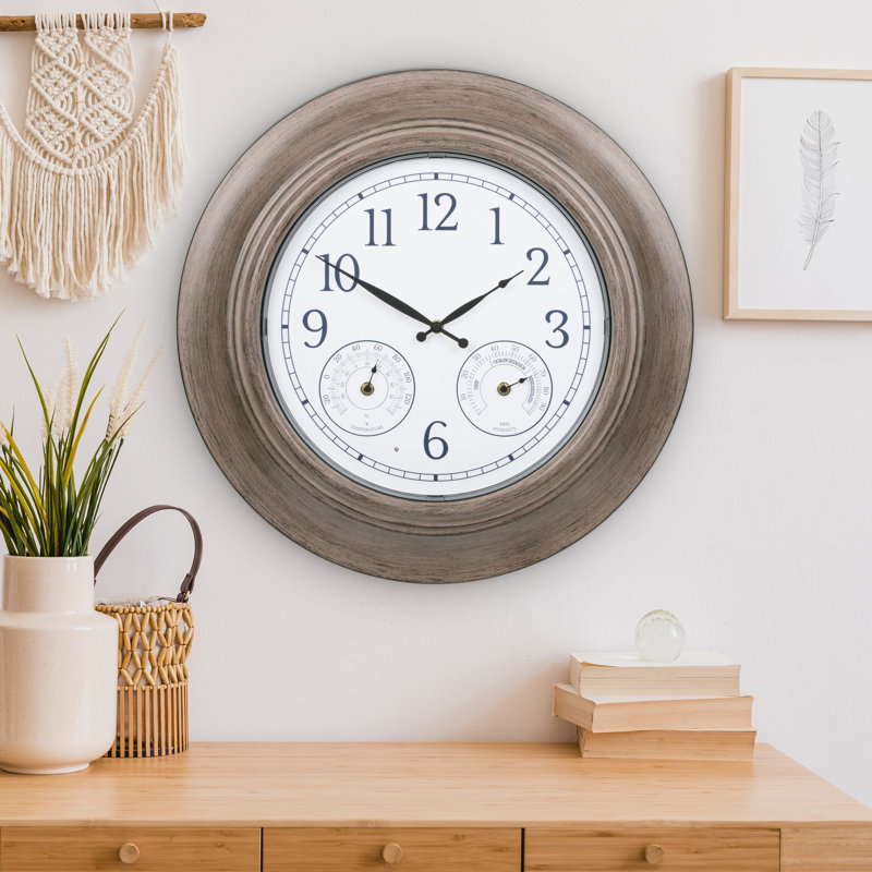 Aerick 21 in. Outdoor Quartz Wall Clock with Illuminated Backlight