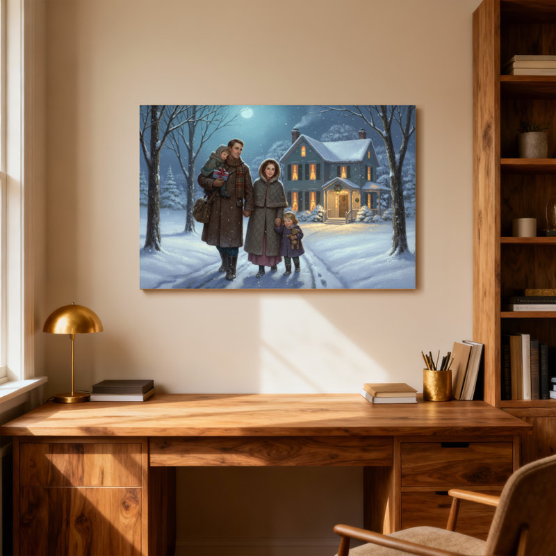 Scène de Noël de Noël en famille, H 32 po x l 48 po