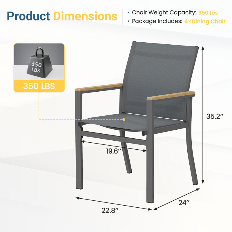 Chaise de patio en aluminium toutes saisons, Gris