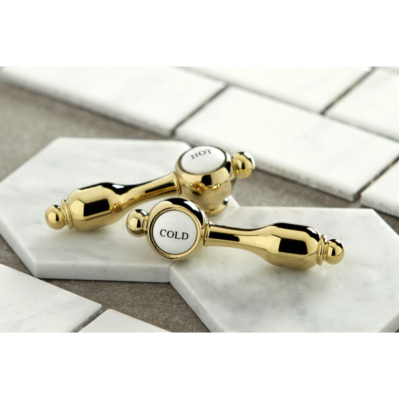 Kingston Brass Tudor Two-Handle 3-Hole Deck Mount Bridge Kitchen Faucet with Brass Side Sprayer, Polished Brass