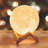 3D Moon Lamp with 7.1' Wooden Base,LED Night Light, Mood Lighting with Touch Control Brightness