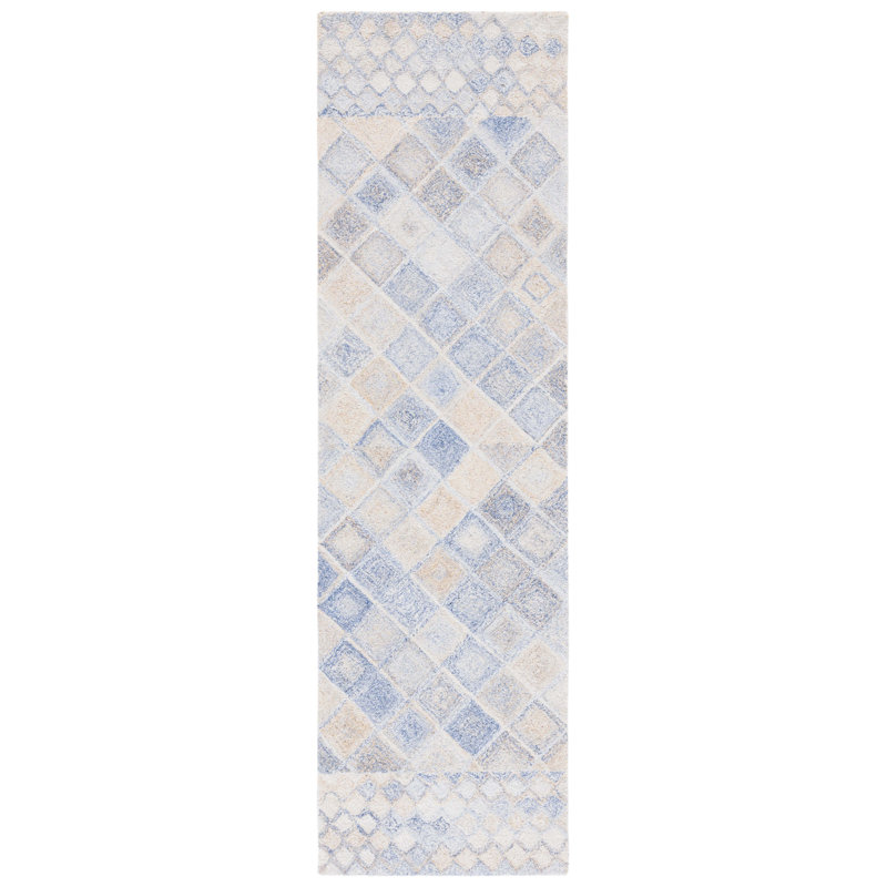 Tapis à motif géométrique abstrait touffeté à la main Shelana, Tapis de couloir 2 pi 3 po x 8 pi