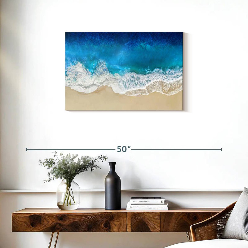 Gillard, vagues de l'océan turquoise d'en haut, H 20 po x l 30 po